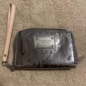 Michael Kors chrome wristlet
